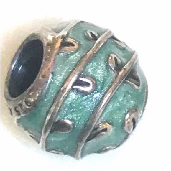 Pandora EUC teal green enamel sterling silver bead - Picture 2 of 4